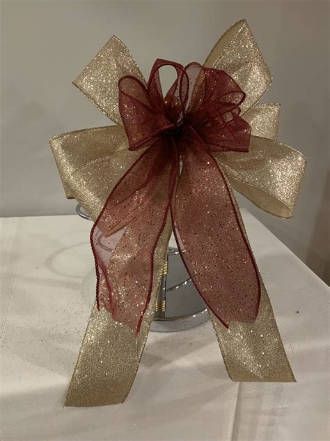 Christmas Wreath Decorative Bow Champagne Gold Glitter Ribbon Etsy