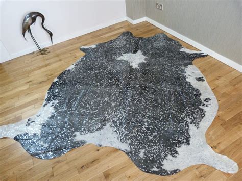Black And White With Silver Metallic Cowhide Rug Cm216 Hide Rugs
