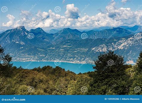 Lake Garda And Alps Aerial View From The Monte Baldo Italy Stock