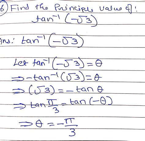 Find The Principle Value Of Tan 1 Sqrt 3