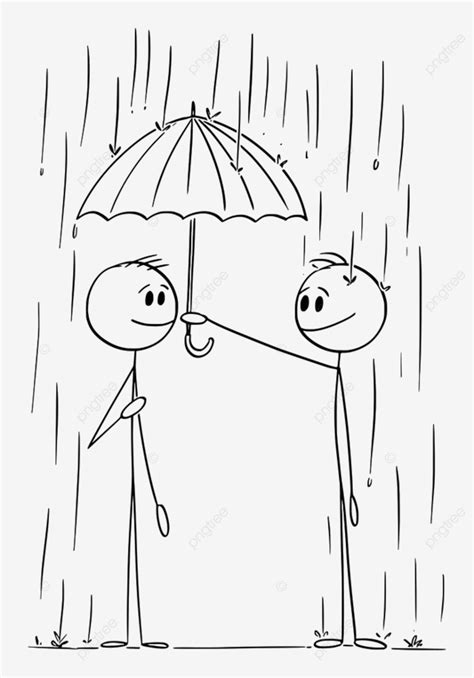 Persona Con Paraguas Ayuda A Otra Persona Bajo La Lluvia Png Dibujos