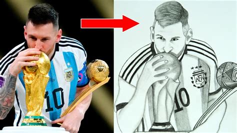 Lionel Messi Kissing World Cup Trophy 2022 How To Draw Lionel Messi