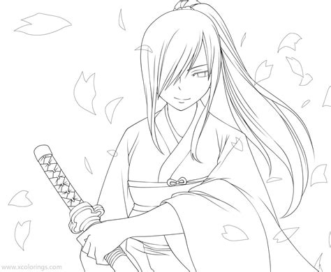 Fairy Tail Coloring Pages Erza Scarlet