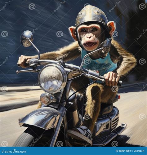 Monkey Riding A Motorcycle Stock Illustration Illustration Of Motor