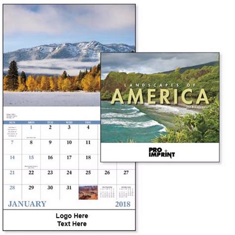Custom Printed Landscapes Of America Stapled Wall Calendars Wall