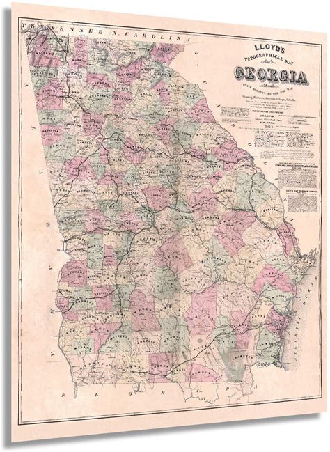 Historix 1864 Map Of Georgia Poster 20x24 Inch Vintage Map Of Georgia