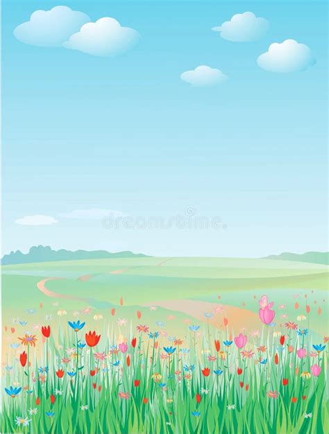 Spring Meadow Vector Stock Vector Illustration Of Horizon 10461645