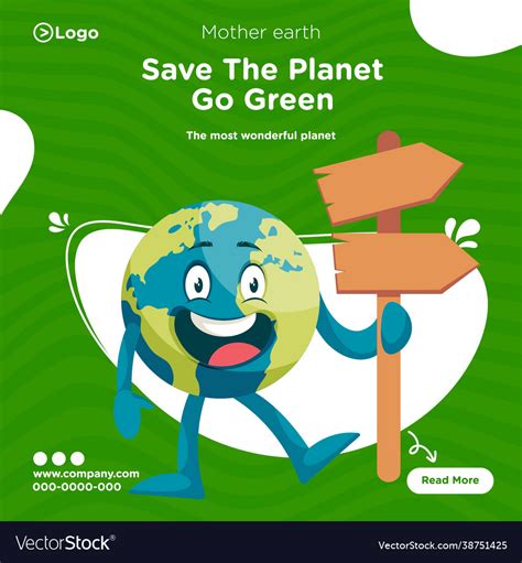 Banner Design Save Planet Go Green Royalty Free Vector Image