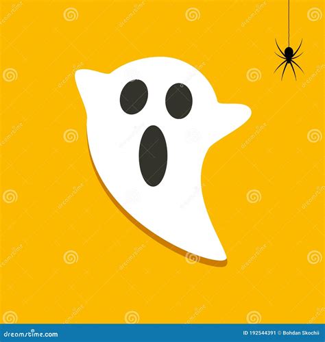 Halloween Ghost And Frightened Of A Spider Vector Spooky Illustration