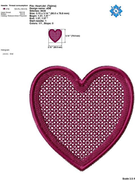 Fsl Heart Machine Embroidery Design To Valentines Day Etsy