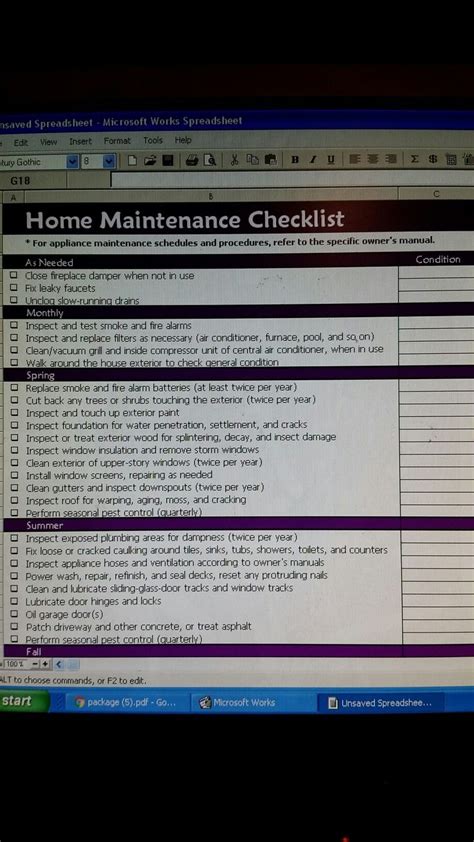 Home Maintenance Checklist 1 Maintenance Checklist Home Maintenance
