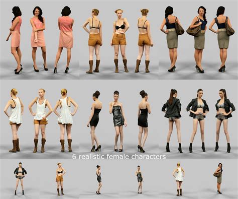 6 realistic female characters vol 4 3d model sketchup model model poses