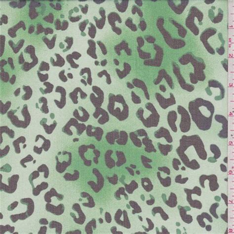 Mottled Green Cheetah Print Silk Chiffon Fabric By The Yard Silk