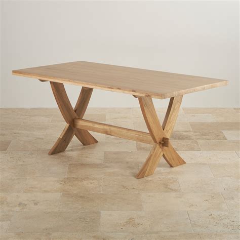 Crossley Natural Solid Oak Crossed Leg Dining Table