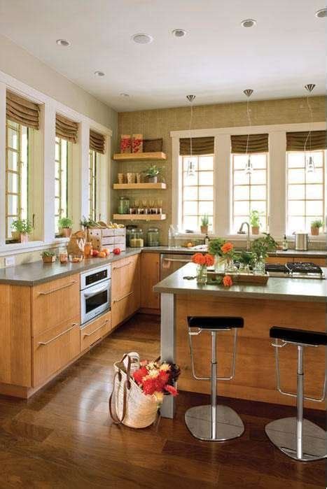 We have all seen beautiful pictures of kitchens without upper cabinets but they are usually on an exterior wall. Amazing Kitchens for Every Style (With images) | Kitchens without upper cabinets, House design ...