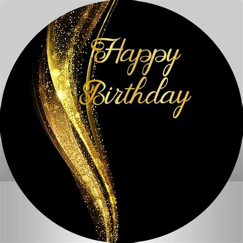 Black Gold Happy Birthday Backdrop Rental In Diameter On A Stand B Day Parties