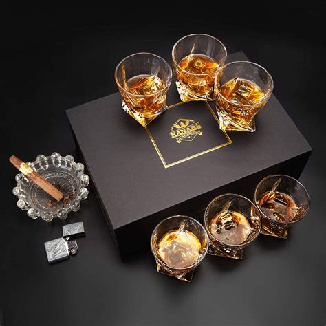 Kanars Whisky Glasses No Lead Crystal Whiskey Glass Set Of 6 300ml Unique Stylish T Box