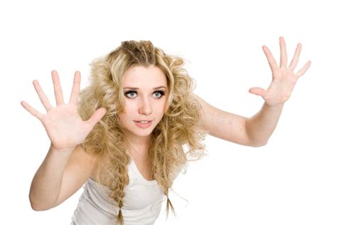 Girl With Open Palms Of Hands Stock Photo Image Of Open Attractive