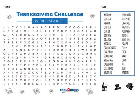 Printable Thanksgiving Word Search Cool2bkids