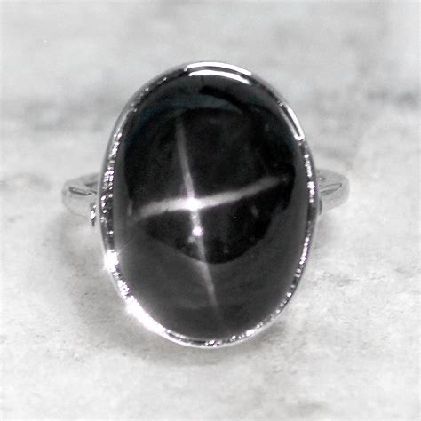 Black Star Gemstone Ring Black Stone Ring Star Diopside Etsy India