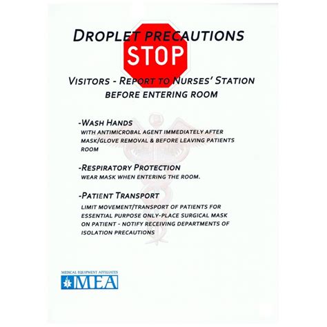 Droplet Percaution Sign 85 X 11 Laminated