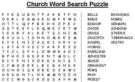 Church Wordsearch Puzzle Winter Words Word Search Printables Free