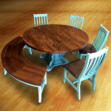 Our dorchester seating was inspired by the warmth and character of classic french country furniture. Curved Bench Dining Set in 2020 | Cowhide western ...