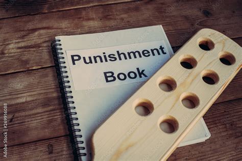 Corporal Punishment Book Vintage School Rules Concept Wooden Paddle For Ass Spanking Sexual