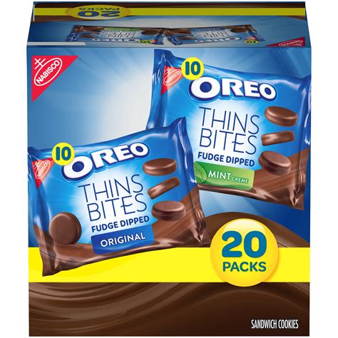 Oreo Thins Bites Fudge Dipped Original And Mint Flavored Creme Sandwich