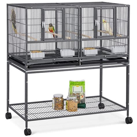 Smilemart Divided Breeder Cage Stackable Wide Bird Cage For Small Birds Lovebirds Finch Canaries