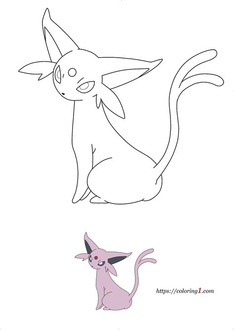 Pokemon Eevee Evolutions Espeon Coloring Pages 2 Free Coloring