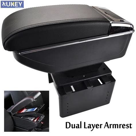 Universal Arm Rest Storage Box Pu Leather Dual Layer Center Centre