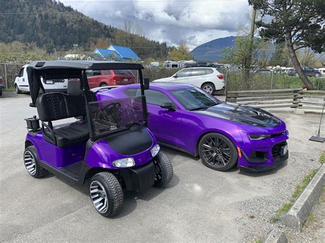 Purple matched EZGO RXV golf cart - Big Thunder Golf Carts