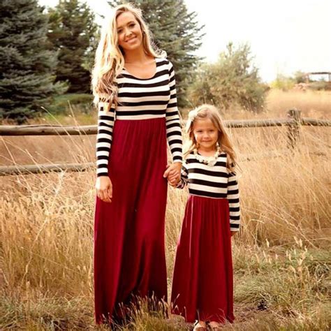 Mom And Daughter Dresses Long Sleeve Twinning Outfit Ideas Ball Gown Matching Clothes