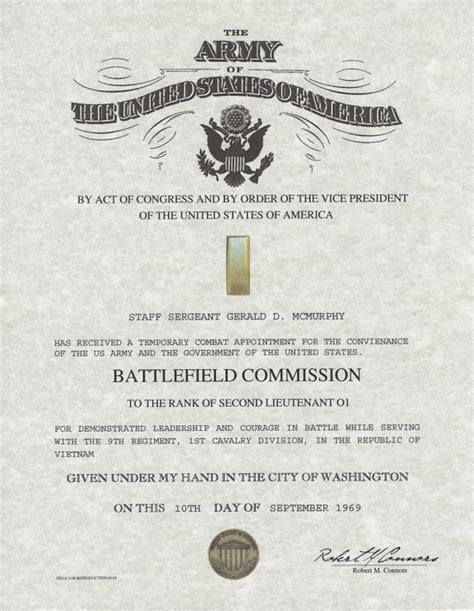 Battlefield Commission Certificate