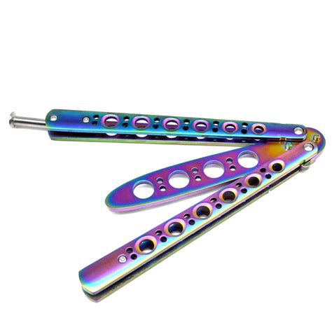 Colorful Practice Balisong Metal Butterfly Tactical Knife Steel Trainer Knife Fighting Survival