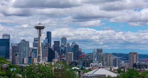 Panoramic Skyline Of Seattle Washington Image Free Stock Photo