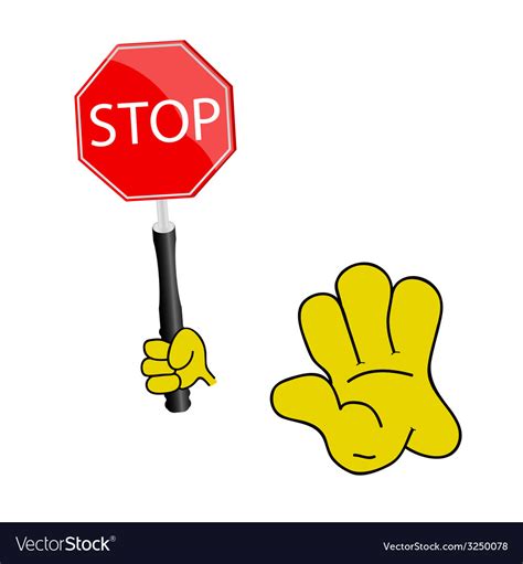 Yellow Stop Sign With Hand