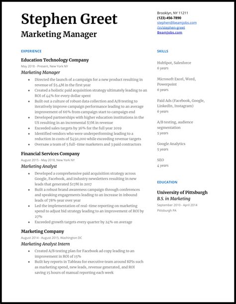 6 Best Marketing Resume Examples For 2021