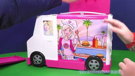 Barbie Assistant Unboxes Barbie Food Truck Lots Of Yummy Toys Treats