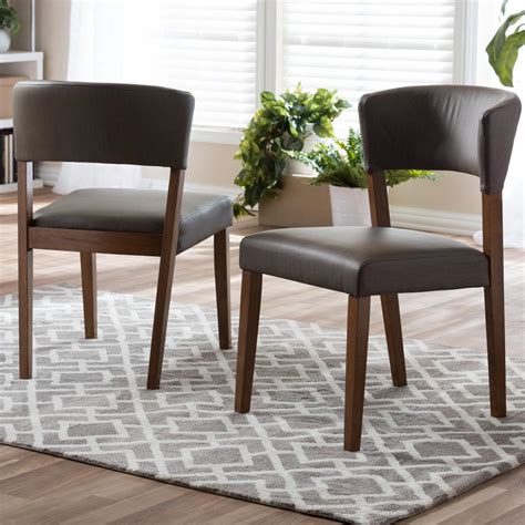 Baxton Studio Montreal Gray Faux Leather Upholstered Dining Chairs Set