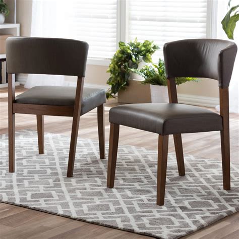Baxton Studio Montreal Gray Faux Leather Upholstered Dining Chairs (Set ...