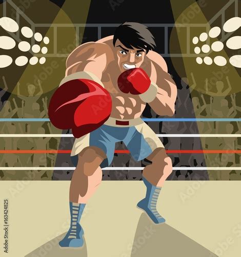 Boxer Athlete Throwing A Punch In The Ring Stock Vector Adobe Stock