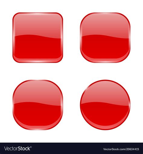 Red Glass Buttons Shiny Geometric 3d Icons Vector Image