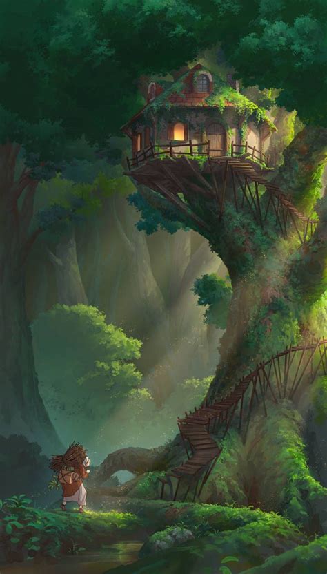 Treehouse By Nathanparkart On Deviantart Fantasy Artwork Fantasy Art