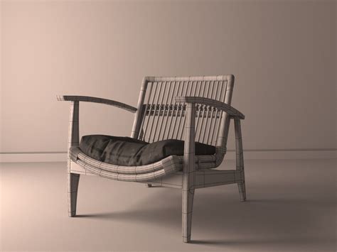 Armchair Teak Lounge Chair With Cushion 3d Model Cgtrader
