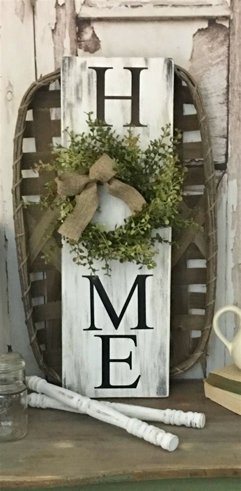 Home Sign With Wreath Farmhouse Sign With Wreath Rustic Wreath Sign
