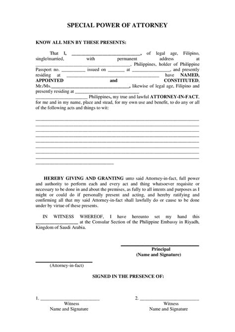 Special Power Of Attorney Form Download Free Documents For Pdf Word