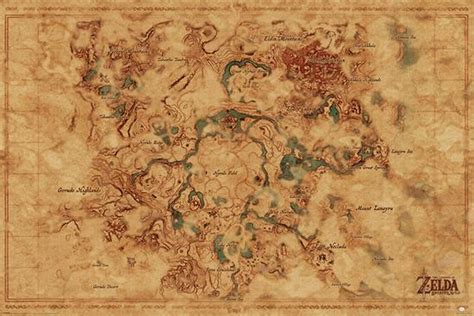 The Legend Of Zelda Breath Of The Wild Hyrule World Map Posters At