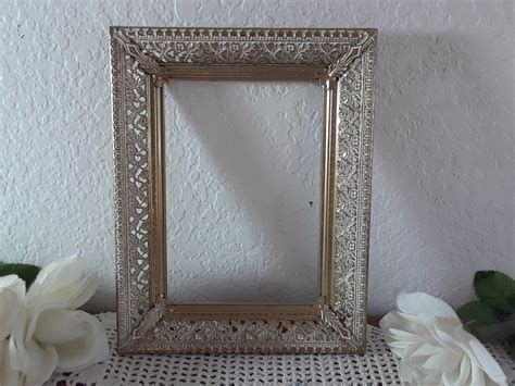 Vintage Ornate Gold And White Metal Picture Frame 5 X 7 Photo Etsy